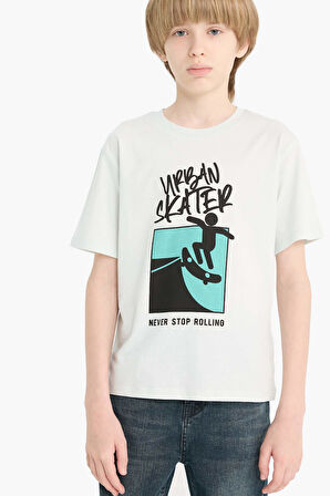 DeFacto Erkek Çocuk Bisiklet Yaka Baskılı Kısa Kollu Tişört F0175A825SMBE516