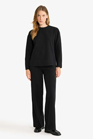 Straight Fit Beli Lastikli Selanik Kumaş Pantolon
