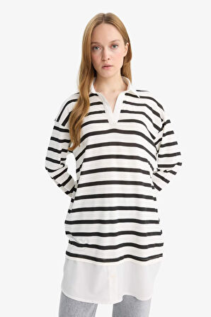 Regular Fit Polo Yaka Uzun Kollu Tunik