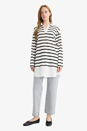 Regular Fit Polo Yaka Uzun Kollu Tunik