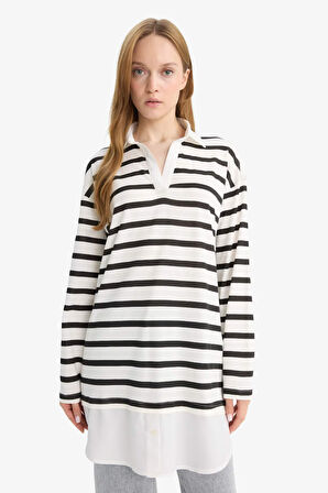 Regular Fit Polo Yaka Uzun Kollu Tunik