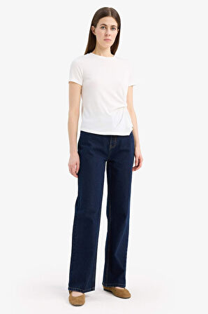 DeFacto Slim Fit Dar Kesim Bisiklet Yaka Ribana Kısa Kollu Tişört F0366AX25SPER105