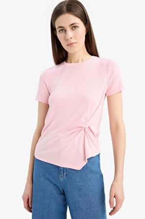 DeFacto Slim Fit Dar Kesim Bisiklet Yaka Ribana Kısa Kollu Tişört F0366AX25SPPN637