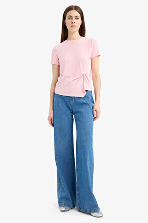 DeFacto Slim Fit Dar Kesim Bisiklet Yaka Ribana Kısa Kollu Tişört F0366AX25SPPN637
