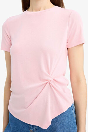 DeFacto Slim Fit Dar Kesim Bisiklet Yaka Ribana Kısa Kollu Tişört F0366AX25SPPN637