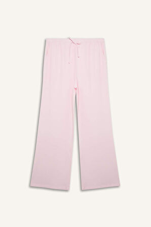 Wide Leg Üç Cepli Normal Bel Standart Boy Geniş Paça  Keten Karışımlı Pantolon