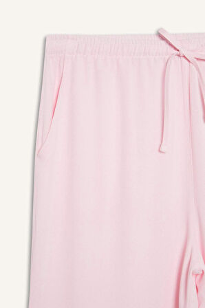 Wide Leg Üç Cepli Normal Bel Standart Boy Geniş Paça  Keten Karışımlı Pantolon