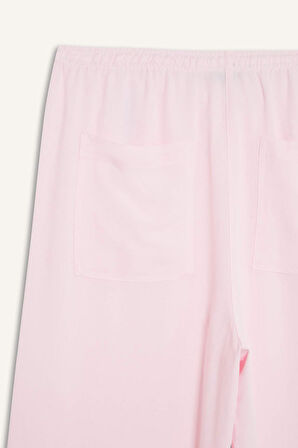 Wide Leg Üç Cepli Normal Bel Standart Boy Geniş Paça  Keten Karışımlı Pantolon
