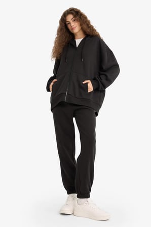 Defacto S7370AZBK81 Siyah Jogger Fit Esnek Bantlı Paça Kalın Kumaş Pantolon