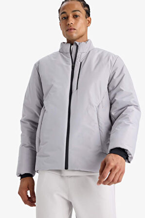 DeFactoFit Su İtici Slim Fit Dar Kesim Fermuarlı Su Geçirmez Mont