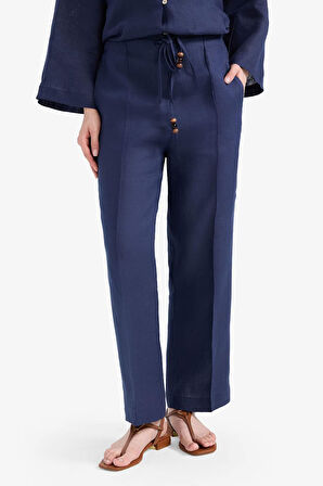 Straight Fit Keten Pantolon
