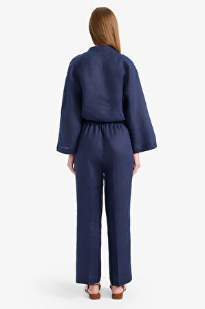 Straight Fit Keten Pantolon