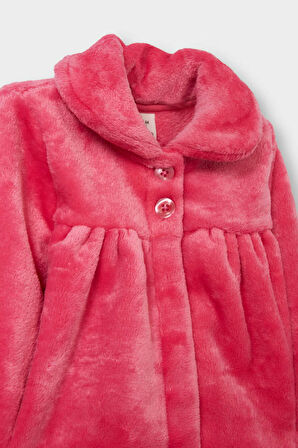 Kız Bebek Bebe Yaka Düğmeli Pelüş Hırka