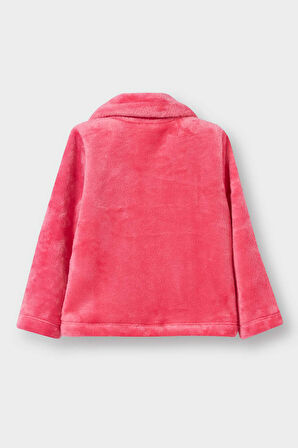 Kız Bebek Bebe Yaka Düğmeli Pelüş Hırka