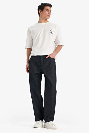 DeFacto %100 Pamuk Straight Fit Yüksek Bel Geniş Paça Jean Pantolon E9339AX25SPNM34