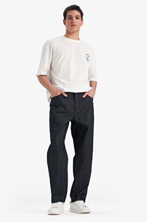 DeFacto %100 Pamuk Straight Fit Yüksek Bel Geniş Paça Jean Pantolon E9339AX25SPNM34