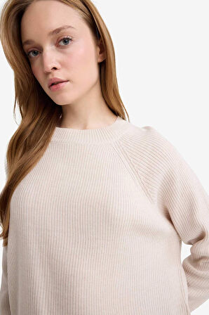 Regular Fit Bisiklet Yaka Basic Düz Triko Kazak