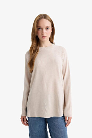 Regular Fit Bisiklet Yaka Basic Düz Triko Kazak