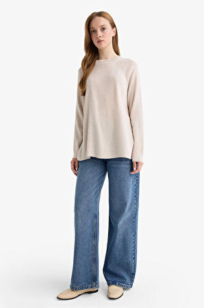 Regular Fit Bisiklet Yaka Basic Düz Triko Kazak