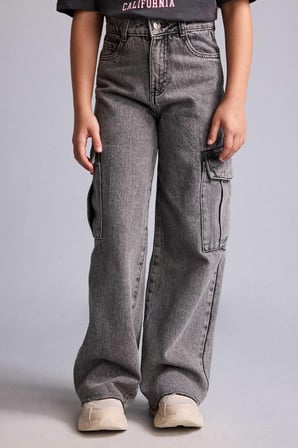 DeFacto Wıde Leg Kargo Geniş Paça Jean Antrasit Pantolon Kız Çocuk E7879A825AUNM36