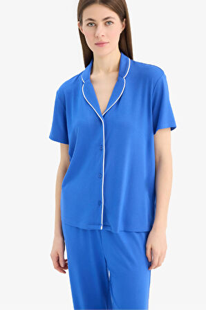 DeFacto Pijama Takımı Kısa Kollu Üst Esnek Belli Uzun Altı-Fall in Love E7622AX25SPBE46