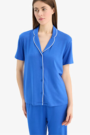 DeFacto Pijama Takımı Kısa Kollu Üst Esnek Belli Uzun Altı-Fall in Love E7622AX25SPBE46