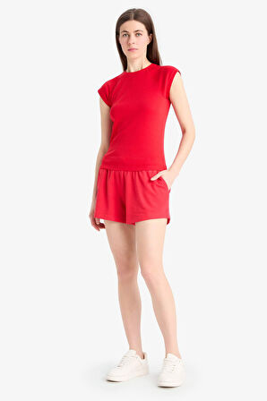 DeFacto Regular Fit Beli Bağcıklı Normal Bel Düz Paça Şort C7600AX25SMRD286