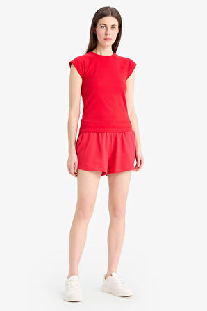 DeFacto Regular Fit Beli Bağcıklı Normal Bel Düz Paça Şort C7600AX25SMRD286