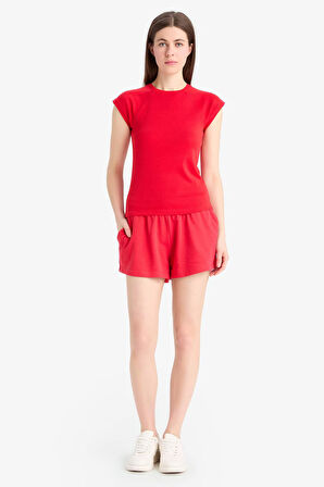 DeFacto Regular Fit Beli Bağcıklı Normal Bel Düz Paça Şort C7600AX25SMRD286