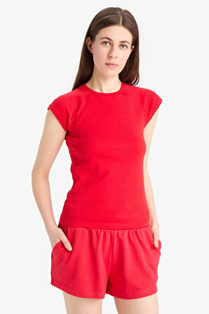 DeFacto Regular Fit Beli Bağcıklı Normal Bel Düz Paça Şort C7600AX25SMRD286