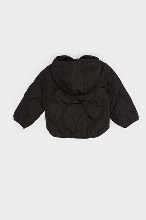 Erkek Bebek Su Geçirmez Kapüşonlu Çıtçıt Kapamalı Kapitoneli Mont