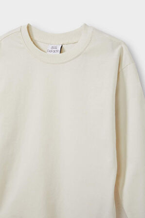 Erkek Bebek Bisiklet Yaka Basic Düz Uzun Kollu Tişört