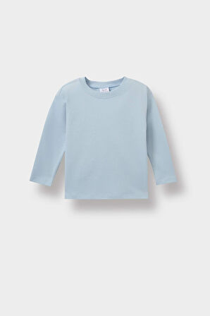 Erkek Bebek Bisiklet Yaka Basic Düz Uzun Kollu Tişört