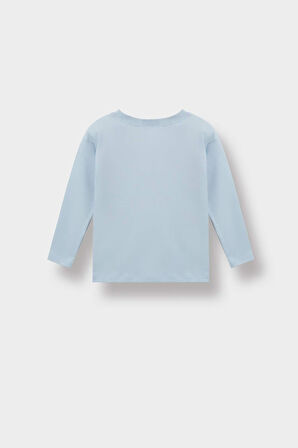 Erkek Bebek Bisiklet Yaka Basic Düz Uzun Kollu Tişört