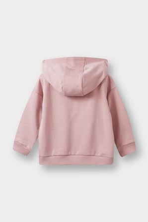 Kız Bebek Kapüşonlu İçi Yumuşak Tüylü Fermuarlı Sweatshirt 