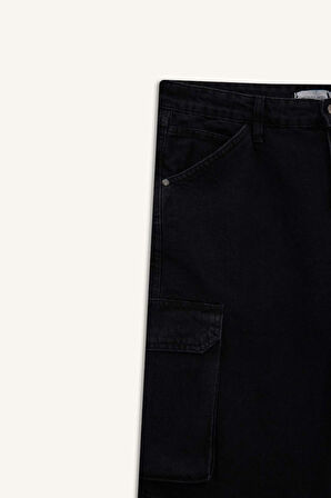 %100 Pamuk Kargo Fit Jean Bermuda Şort