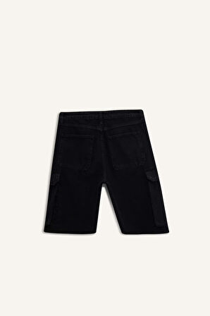 %100 Pamuk Kargo Fit Jean Bermuda Şort