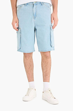 DeFacto %100 Pamuk Kargo Fit Jean Bermuda Şort E1381AX25SMNM39