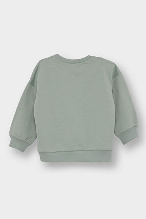 Kız Bebek Bisiklet Yaka İçi Yumuşak Tüylü Baskılı Sweatshirt