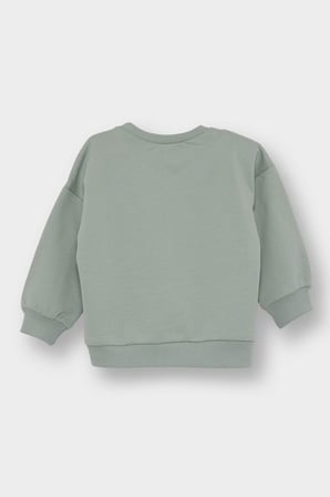 Kız Bebek Bisiklet Yaka İçi Yumuşak Tüylü Baskılı Sweatshirt