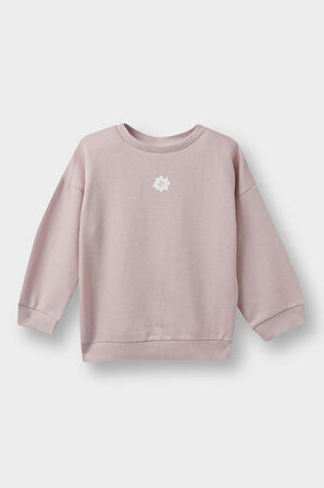 Kız Bebek Bisiklet Yaka Çiçekli Sweatshirt