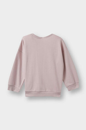 Kız Bebek Bisiklet Yaka Çiçekli Sweatshirt