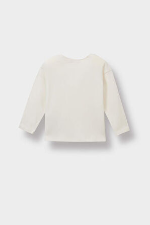 Kız Bebek Bisiklet Yaka Uzun Kollu Tişört