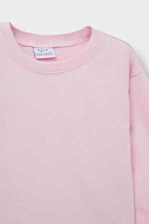 Kız Bebek Bisiklet Yaka Uzun Kollu Tişört