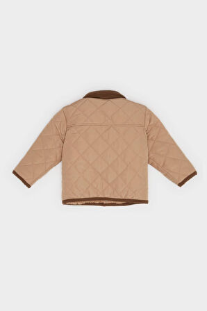 Erkek Bebek Su Geçirmez Kontrast Yakalı Çıtçıtlı Mont