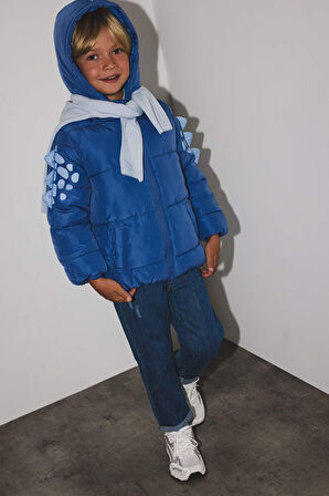 Erkek Bebek Kapüşonlu Fermuarlı Mont