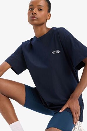 DeFactoFit Oversize Geniş Kalıp Bisiklet Yaka Kısa Kollu Tişört T7793AZ25SPNV146