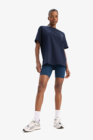 DeFactoFit Oversize Geniş Kalıp Bisiklet Yaka Kısa Kollu Tişört T7793AZ25SPNV146