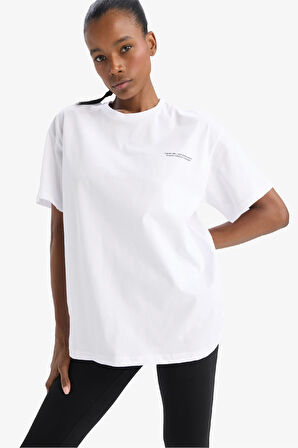 DeFactoFit Oversize Geniş Kalıp Bisiklet Yaka Kısa Kollu Tişört T7793AZ25SPWT79
