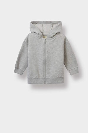Erkek Bebek Kapüşonlu Fermuarlı Sweatshirt